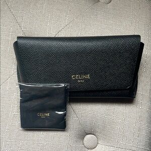 Celine Black Leather Sunglasses Case & Lens Wipe
